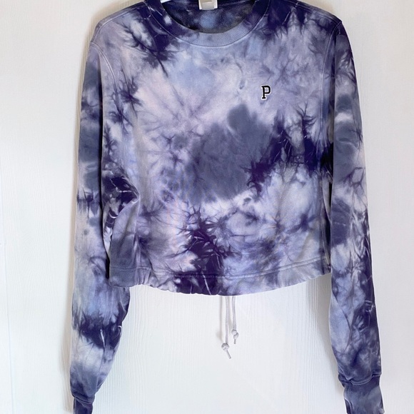 ✨SALE✨ PINK Tie Dye Cropped Sweatshirt - Picture 1 of 5